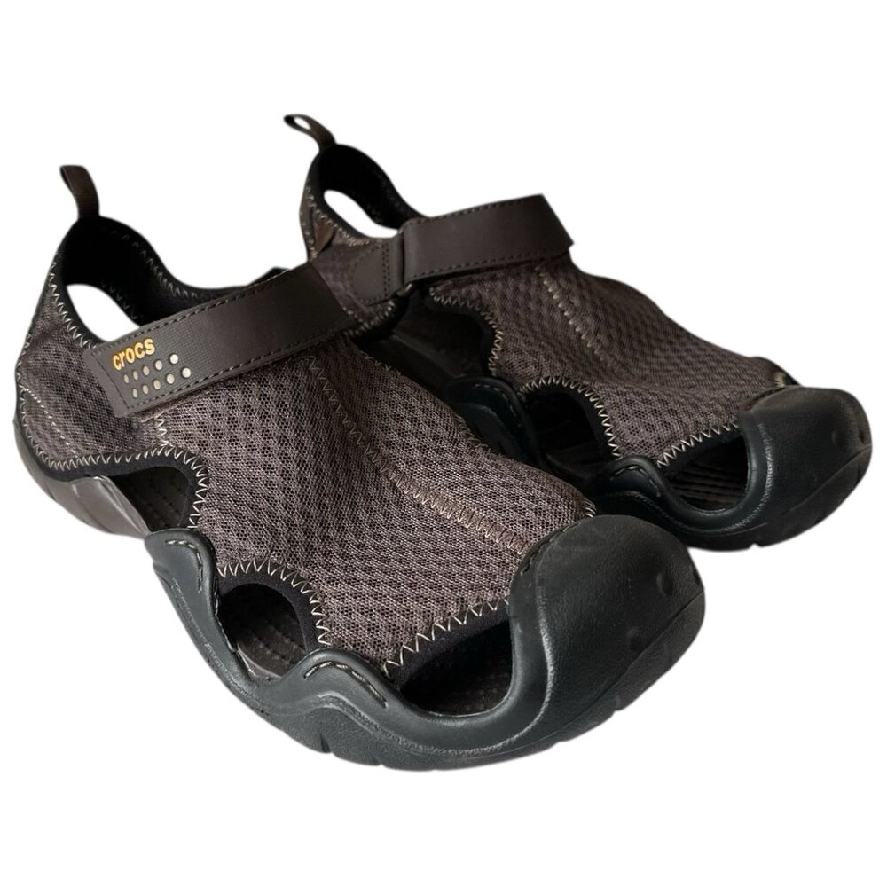Crocs Swiftwater Men 12 Mesh Outdoor Water Slip Resistant Sport Travel Brown